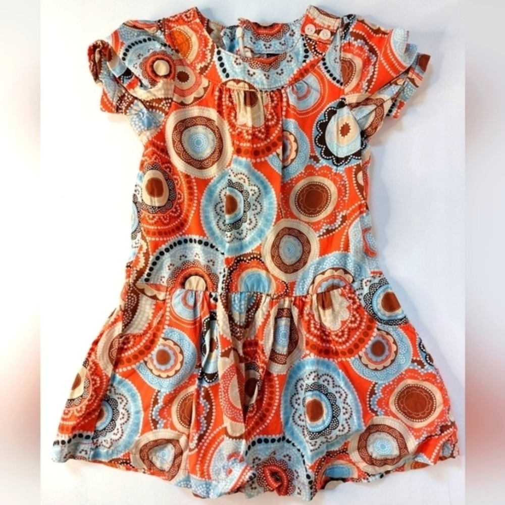 Orange 70s style‎ Mod dress babygap short sleeve dropped waist 3T